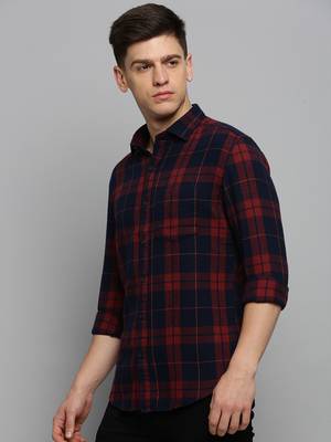 Showoff men's long sleeves other checks rust shirt 3