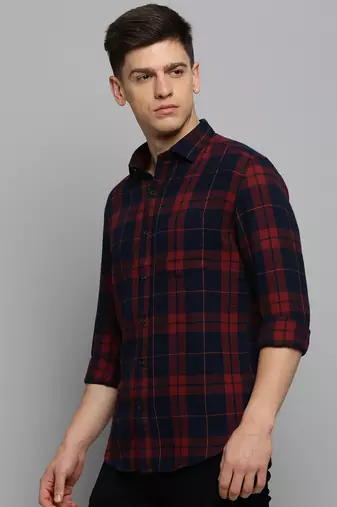 Showoff men's long sleeves other checks rust shirt