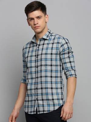 men's long sleeves checked grey shirt 3