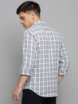 men's long sleeves tartan checks white shirt 4