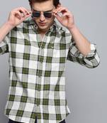 men's long sleeves other checks beige shirt