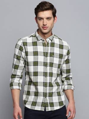 men's long sleeves other checks beige shirt 2