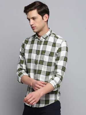 men's long sleeves other checks beige shirt 3