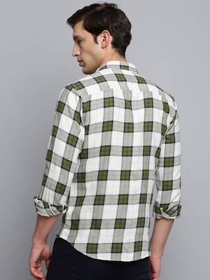 men's long sleeves other checks beige shirt 4