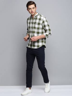 men's long sleeves other checks beige shirt 5