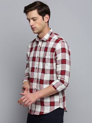 men's long sleeves tartan checks beige shirt 3