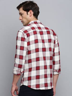 men's long sleeves tartan checks beige shirt 4