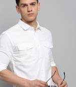 men's long sleeves solid white shirt