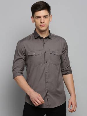 men's long sleeves solid grey shirt 2