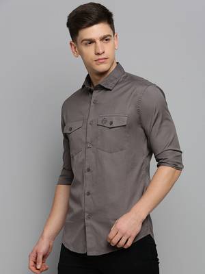 men's long sleeves solid grey shirt 3