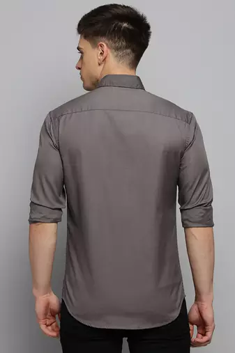 men's long sleeves solid grey shirt