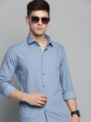 men's long sleeves abstract blue shirt 1