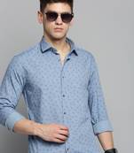 men's long sleeves abstract blue shirt