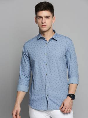 men's long sleeves abstract blue shirt 2