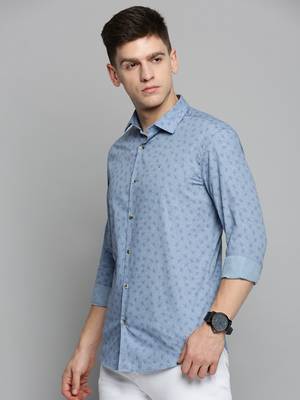 men's long sleeves abstract blue shirt 3