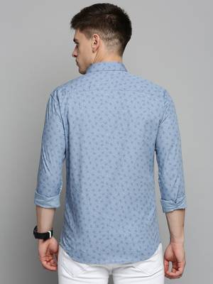 men's long sleeves abstract blue shirt 4