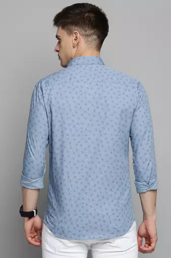 men's long sleeves abstract blue shirt