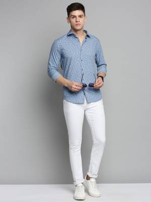 men's long sleeves abstract blue shirt 5