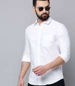 Showoff men's long sleeves solid white shirt
