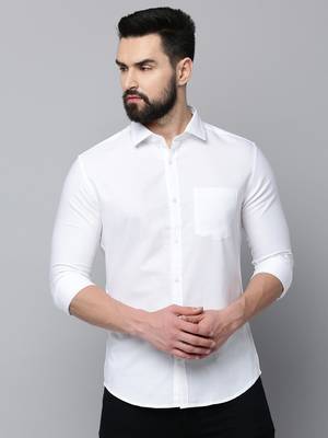 Showoff men's long sleeves solid white shirt 2