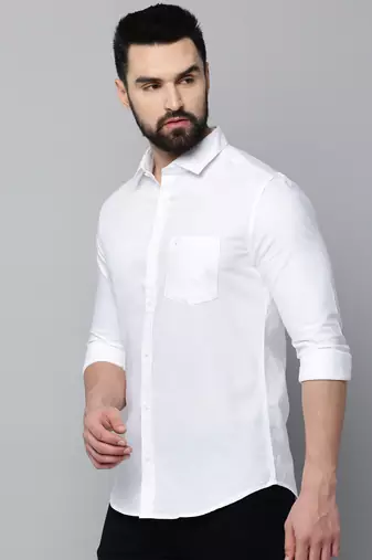Showoff men's long sleeves solid white shirt