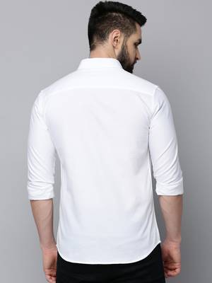 Showoff men's long sleeves solid white shirt 4