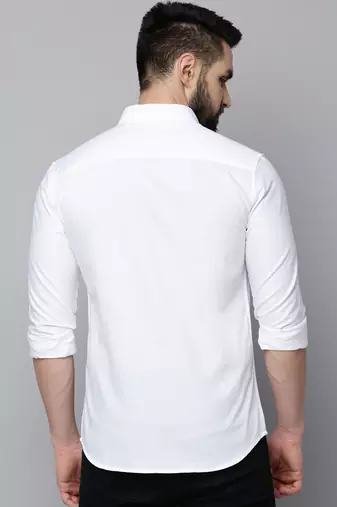 Showoff men's long sleeves solid white shirt