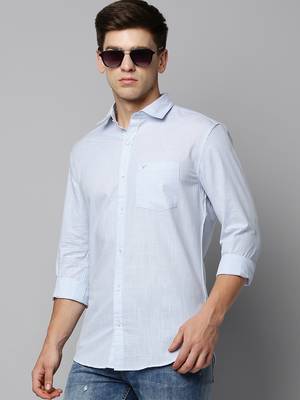 men's long sleeves solid blue shirt 1