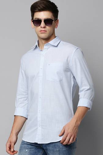men's long sleeves solid blue shirt