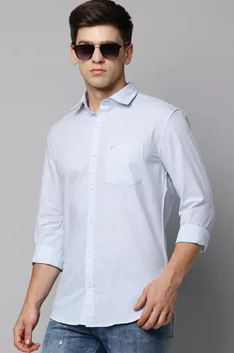 men's long sleeves solid blue shirt