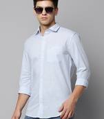 men's long sleeves solid blue shirt