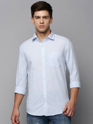 men's long sleeves solid blue shirt 2