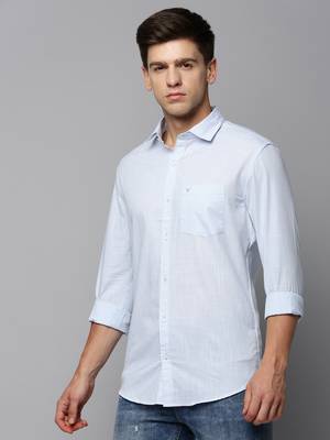 men's long sleeves solid blue shirt 3