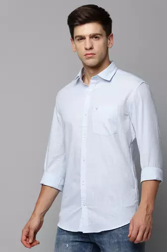 men's long sleeves solid blue shirt