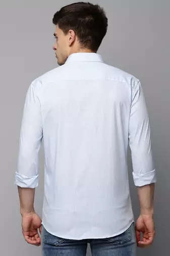 men's long sleeves solid blue shirt