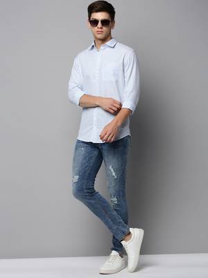 men's long sleeves solid blue shirt 5
