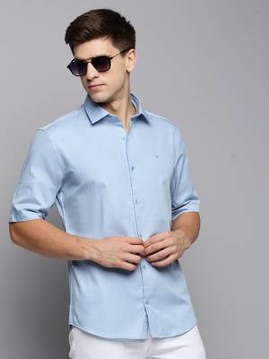 men's short sleeves solid blue shirt 1