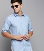 men's short sleeves solid blue shirt