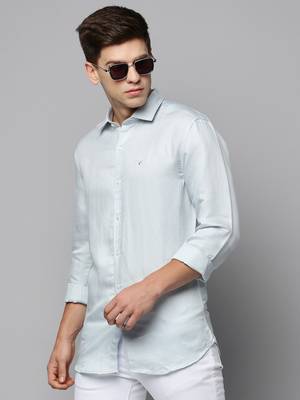 men's long sleeves solid blue shirt 1