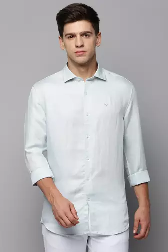 men's long sleeves solid blue shirt