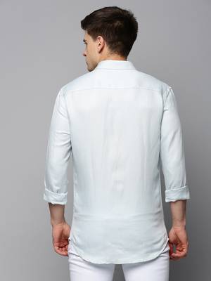 men's long sleeves solid blue shirt 4