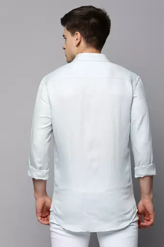 men's long sleeves solid blue shirt