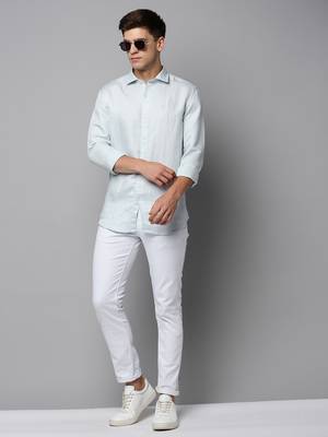 men's long sleeves solid blue shirt 5
