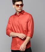 men's long sleeves solid rust shirt