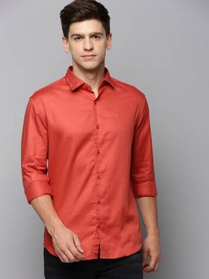 men's long sleeves solid rust shirt 2
