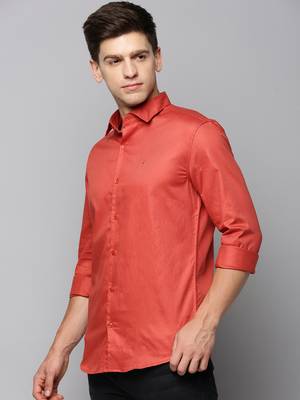 men's long sleeves solid rust shirt 3