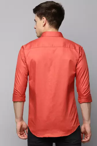 men's long sleeves solid rust shirt
