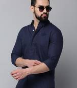 men's long sleeves solid navy blue shirt
