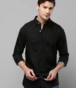 men's long sleeves solid black shirt