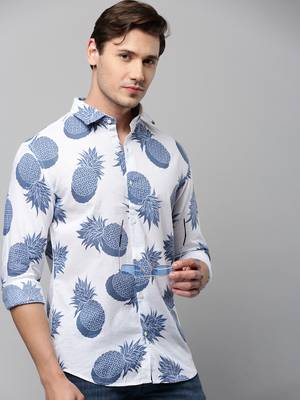 men's long sleeves conversational white shirt 1